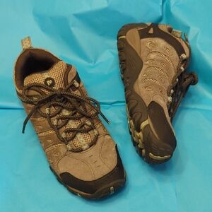 🤎🩵 Women's Merrell Brown leather Hiking Shoes size 8.5 🤎🩵
